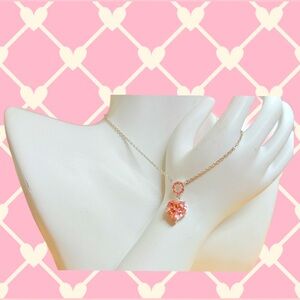 Pink Cubic Zirconia Heart Necklace by VP